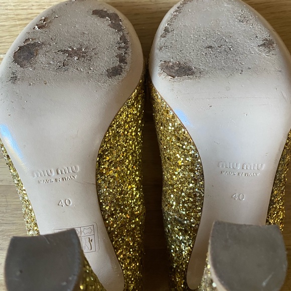 Miu Miu Sparkling Gold Heels - Picture 6 of 7
